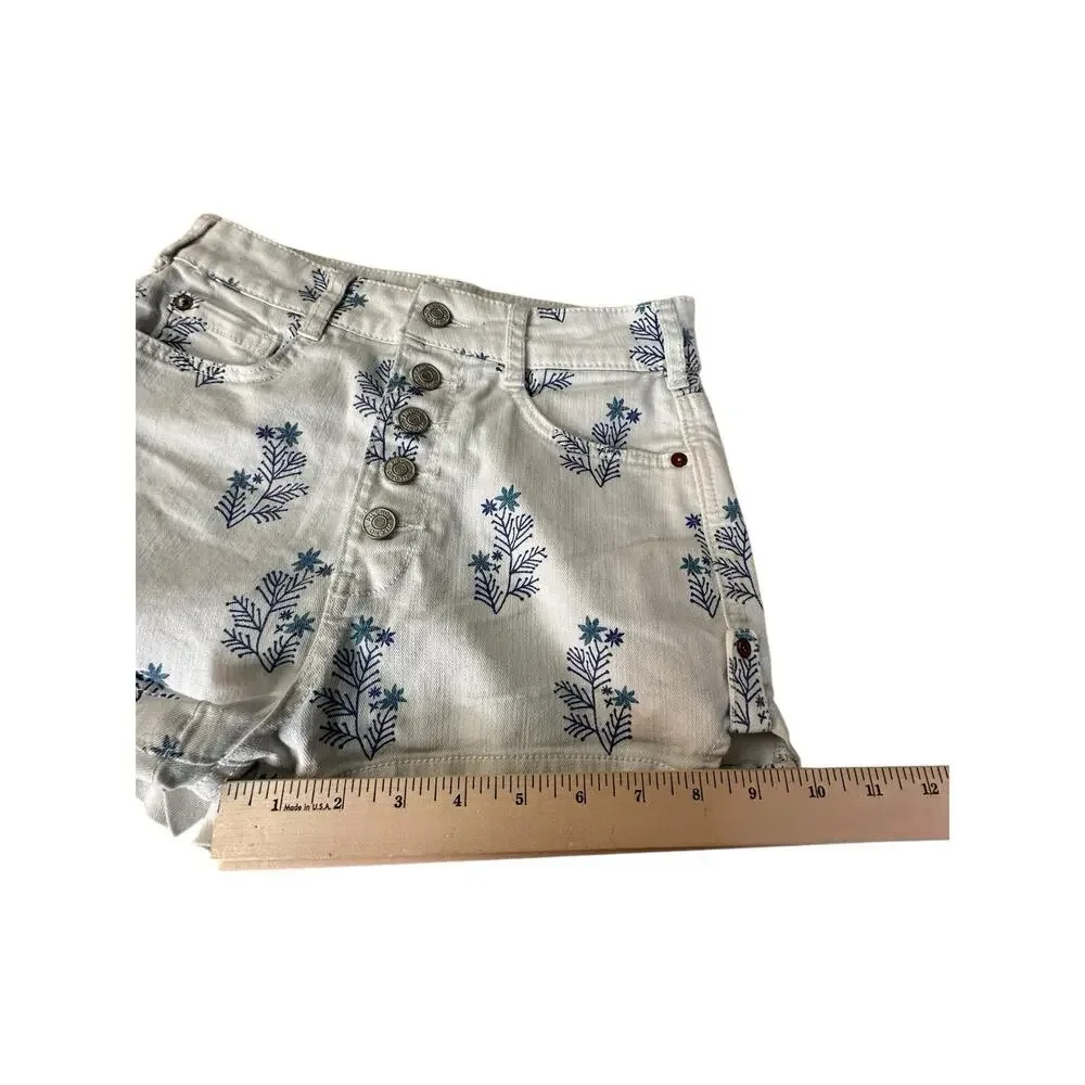 Anthropologie Pilcro Shorts Denim Floral Print High Rise in Size 26 *Read* - Picture 7 of 13